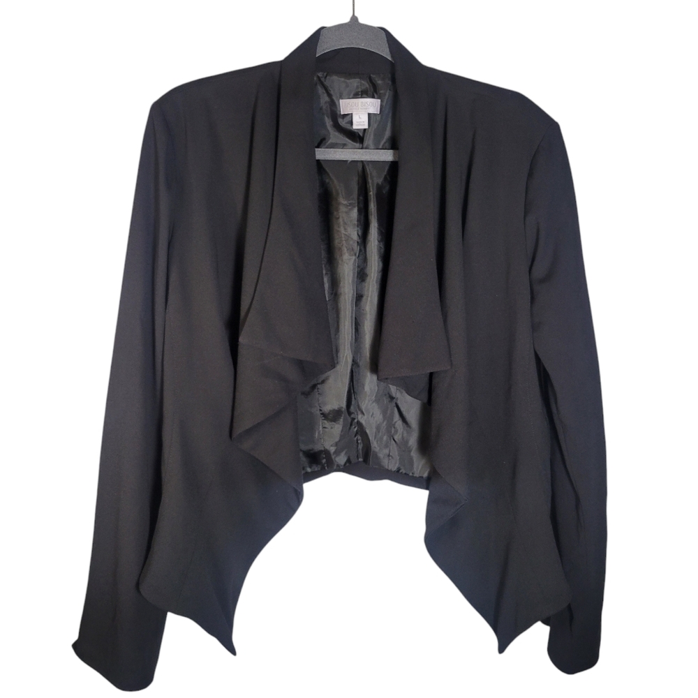 Bisou Bisou black draped front blazer Size Large
